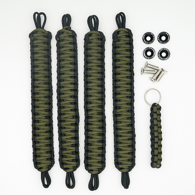 Paracord Grab Handle 4 Pack | Green and Black